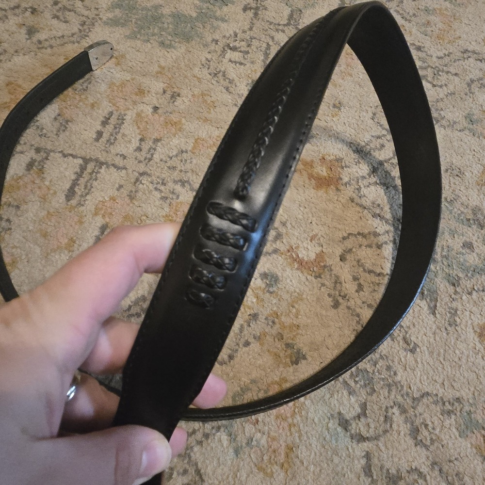 Brighton Men's Vintage Onyx Leather Belt 74803 Size 42 Silver Tone Buckle Black - Picture 7 of 8